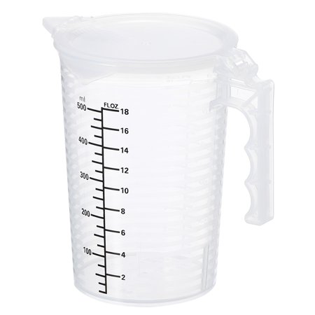 Uxcell Graduated Beaker, 500ml PP Plastic Liquid Measuring Cup Double Sided Black Graduations