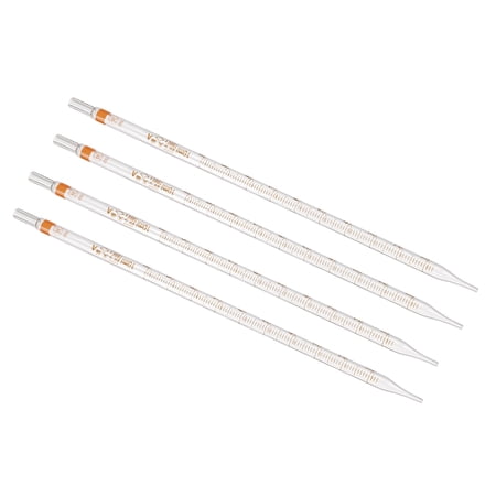 Uxcell Graduated Dropper Pipettes, 4 Pcs 10ml Borosilicate Glass Pipette for Transfer Liquid for Laboratory, Clear