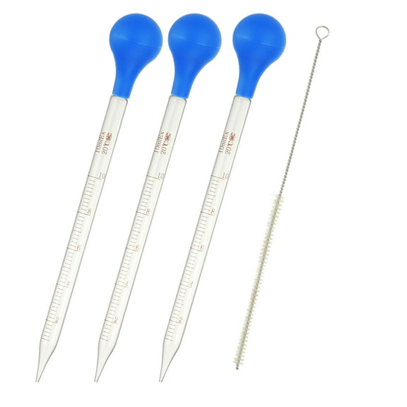 Uxcell Graduated Dropper Pipettes 4 Pcs 15ml Reusable Borosilicate Glass Pipette for Transfer Liquid for Laboratory, Chemistry, Clear