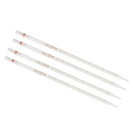 Uxcell Graduated Dropper Pipettes, 4 Pcs 5ml Borosilicate Glass Pipette for Transfer Liquid for Laboratory, Clear