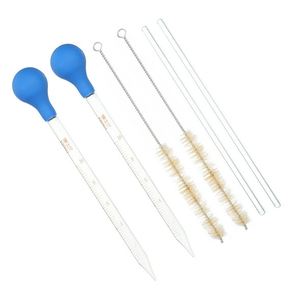 Uxcell Graduated Dropper Pipettes Kit, 2 Pack 10ml Glass Pipette with Bulb 2 Brushes and Glass Rods Clear