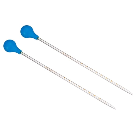 Uxcell Graduated Dropper Pipettes Kit, 2pcs 0.1ml Borosilicate Glass Pipette with Rubber Cap for Lab, Clear