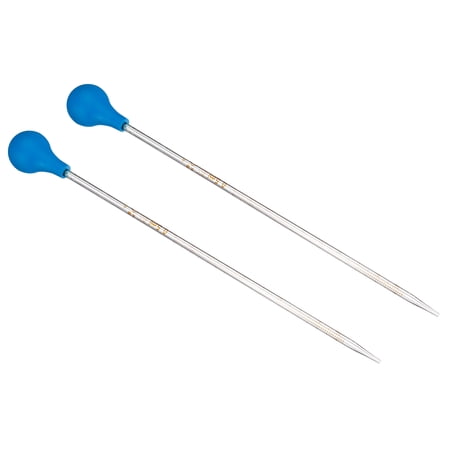 Uxcell Graduated Dropper Pipettes Kit, 2pcs 0.5ml Borosilicate Glass Pipette with Rubber Cap for Lab, Clear