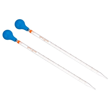 Uxcell Graduated Dropper Pipettes Kit, 2pcs 10ml Borosilicate Glass Pipette with Rubber Cap for Lab, Clear