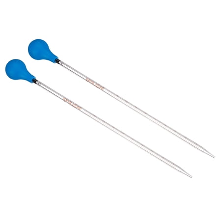 Uxcell Graduated Dropper Pipettes Kit, 2pcs 2ml Borosilicate Glass Pipette with Rubber Cap for Lab, Clear