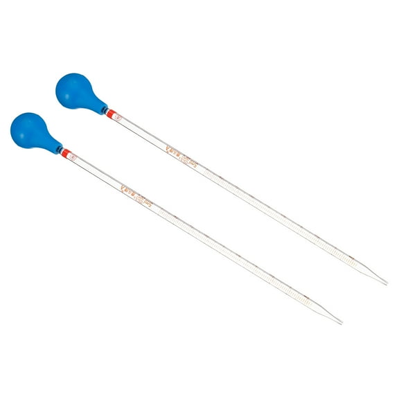Uxcell Graduated Dropper Pipettes Kit, 2pcs 5ml Borosilicate Glass Pipette with Rubber Cap for Lab, Clear
