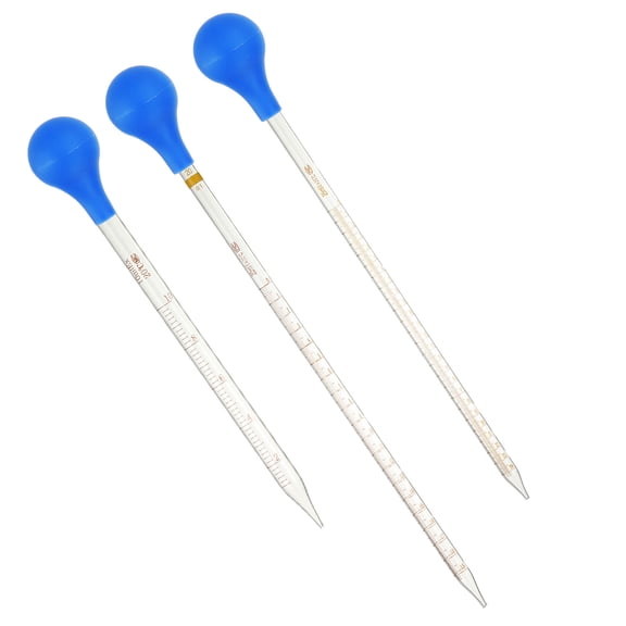 Uxcell Graduated Dropper Pipettes Kit, 3 Pack 10ml/20ml/25ml Borosilicate Glass Pipette with Rubber Squeeze Bulb for Transfer Liquid for Lab, Chemistry