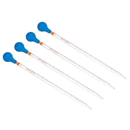Uxcell Graduated Dropper Pipettes Kit, 4pcs 10ml Borosilicate Glass Pipette with Rubber Cap for Lab, Clear