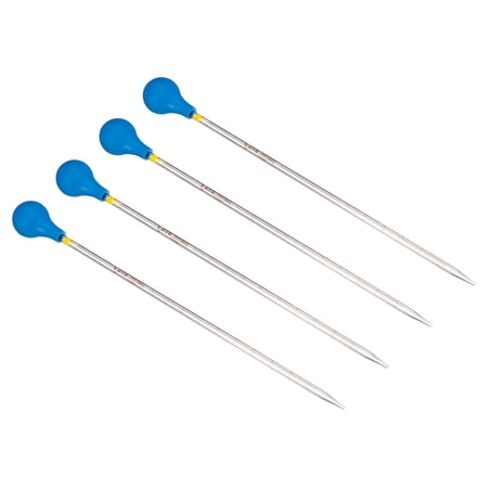 Uxcell Graduated Dropper Pipettes Kit, 4pcs 1ml Borosilicate Glass Pipette with Rubber Cap for Lab, Clear