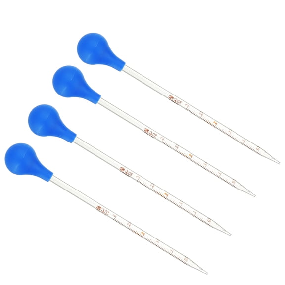 Uxcell Graduated Dropper Pipettes Kit, 4pcs 3ml Borosilicate Glass Pipette with Rubber Cap for Transfer Liquid for Lab, Chemistry, Clear