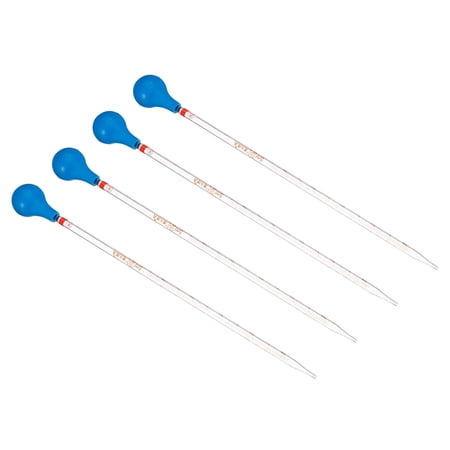 Uxcell Graduated Dropper Pipettes Kit, 4pcs 5ml Borosilicate Glass Pipette with Rubber Cap for Lab, Clear