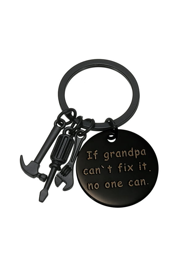Grandpa Keychain Funny Key Chain Gifts from Son, Grandpa Style, Black