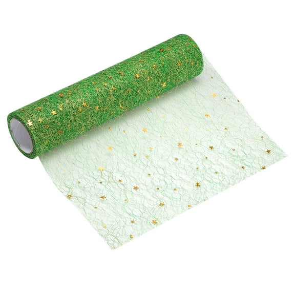 Uxcell Grass Green Table Runner Roll, 11" x 30 Feet Sequin Foil Metallic Mesh Decoration
