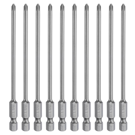 Uxcell Gray S2 Steel Magnetic Phillips Screwdriver Bit Hex Shank 10 Pcs PH1 x 110mm x 3.5mm