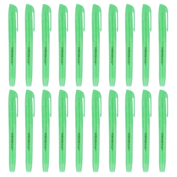 Uxcell Green Highlighter, 20 Pack No Bleeds Highlighters Pens Neon Clear View Bright Quick Dry Pocket Marker Pen Sticks Chisel Tip Cute for Books Office Adults, Transparent Rod