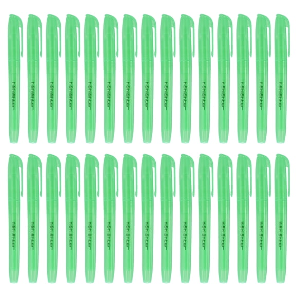 Uxcell Green Highlighter, 30 Pack No Bleeds Highlighters Pens Neon Clear View Bright Quick Dry Pocket Marker Pen Sticks Chisel Tip Cute for Books Office Adults, Transparent Rod