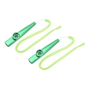 Uxcell Green Kazoo Musical Instrument Aluminum Alloy with Flute Diaphragm Lanyards 2 Sets
