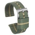 thumbnail image 1 of Uxcell Green Khaki Nylon Striped Watchband 22mm Width Soft Nylon Strap with Silver Buckle, Canvas Watch Band, 1 of 6