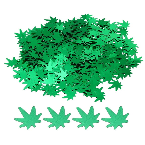Uxcell Green Thanksgiving Fall Foil Confetti Sequins, 60g Maple Leaves Foil Metallic Sequins Confetti