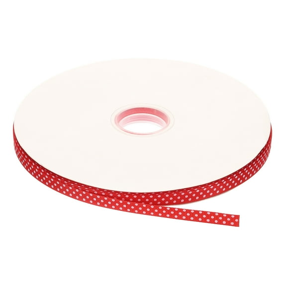 Uxcell Grosgrain Ribbons with White Dots Ribbon Bow Decoration Crafts Gift Wrapping Wedding Red 100 Yards 3/8 Inch