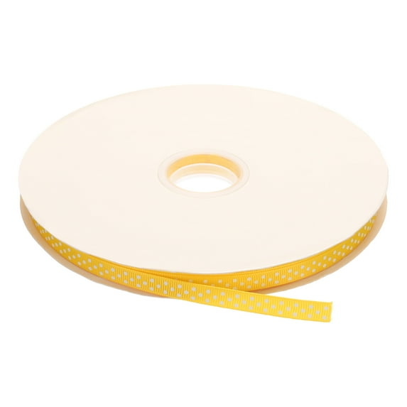 Uxcell Grosgrain Ribbons with White Dots Ribbon Bow Decoration Crafts Gift Wrapping Wedding Yellow 100 Yards 3/8 Inch