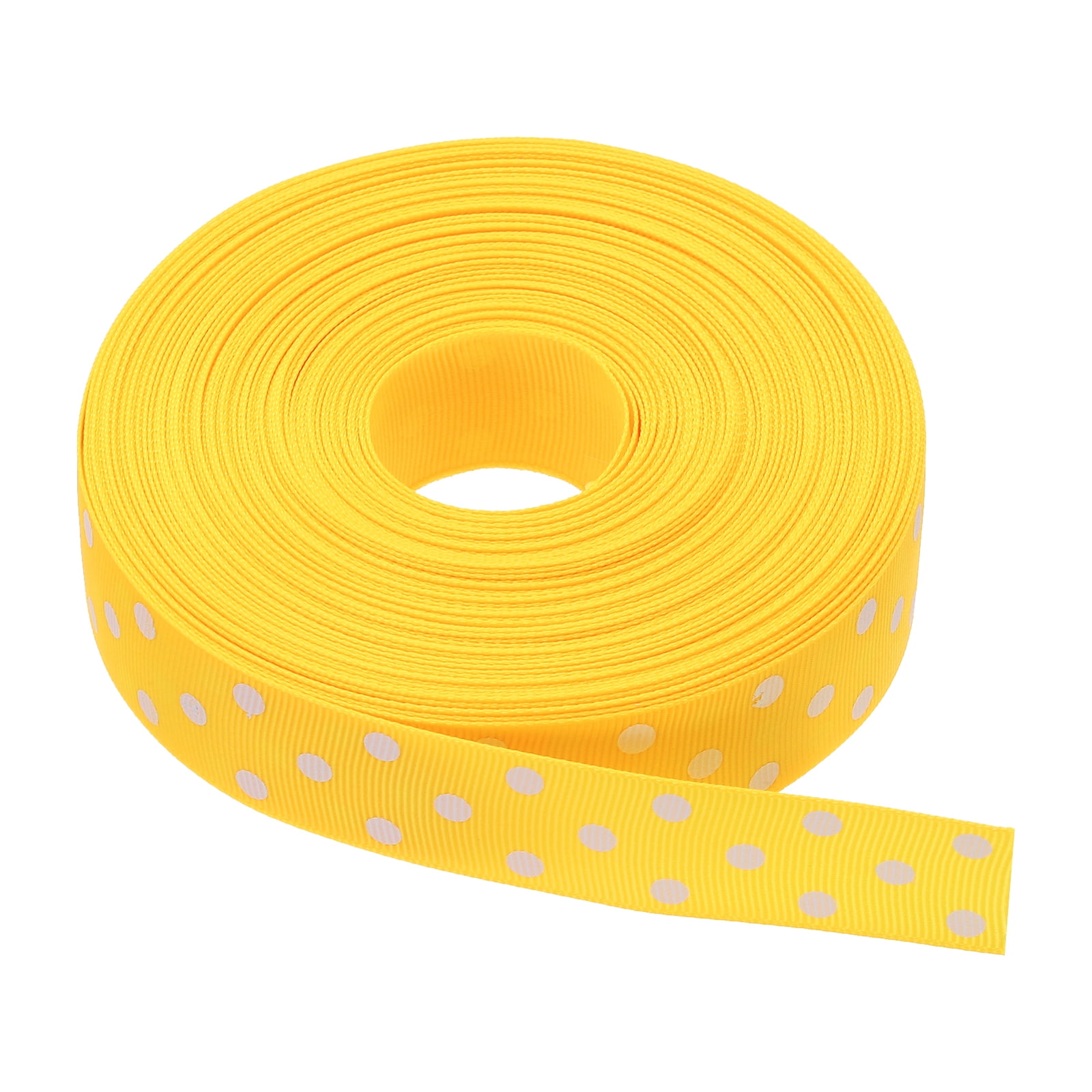 Bright Yellow Ribbons Uxcell Grosgrain Ribbons with White Dots Ribbon Bow Decoration Crafts ...