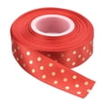 thumbnail image 1 of Uxcell Grosgrain Ribbons 25 Yards 1 Inch Deep Red with Gold Dots Ribbon Bow Decoration for Crafts Gift DIY, 1 of 5
