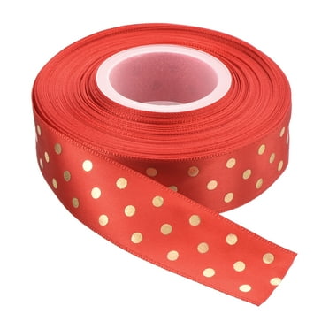 Uxcell Grosgrain Ribbons 25 Yards 1 Inch Deep Red with Gold Dots Ribbon Bow Decoration for Crafts Gift DIY