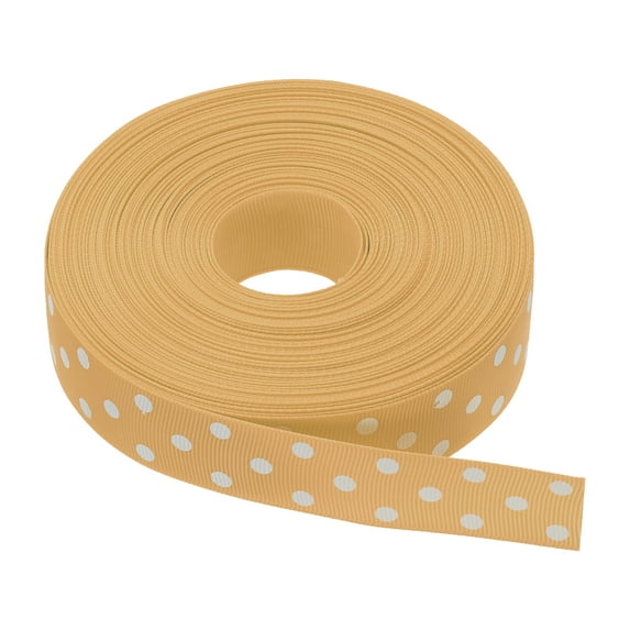 Uxcell Grosgrain Ribbons with White Dots Ribbon Bow Decoration Crafts Gift Wrapping Wedding Gold 25 Yards 1 Inch