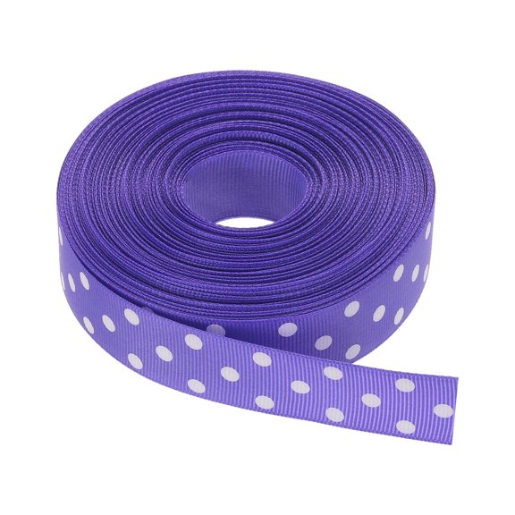 Uxcell Grosgrain Ribbons with White Dots Ribbon Bow Decoration Crafts Gift Wrapping Wedding Purple 25 Yards 1 Inch