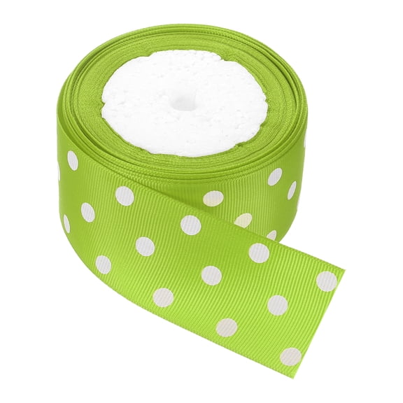 Uxcell Grosgrain Ribbons 10 Yards 3/2" Bright Green with White Dots Ribbon Bow