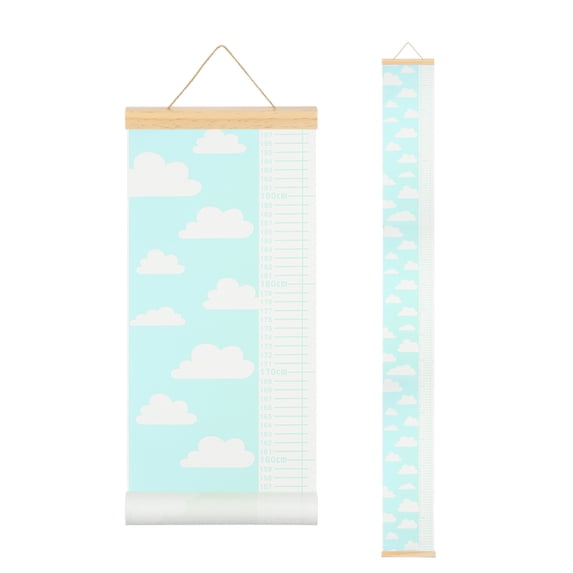Uxcell Growth Chart for Wall, 77" x 8" Removable Canvas Height Chart Ruler, Hanging Measurement Ruler for Bedroom Playroom Wall Decor (Green, Cloud Style)