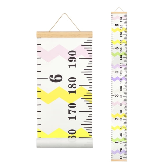 Uxcell Growth Chart for Wall, 77" x 8" Removable Canvas Height Chart Ruler, Hanging Measurement Ruler for Bedroom Playroom Wall Decor (Multicolor Waves, Wave Style)