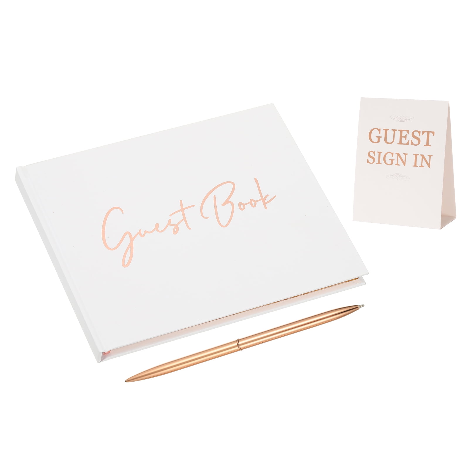 PATIKIL Wedding Guest Book 100 Pages - Black Signature Book With Pen & Signboard