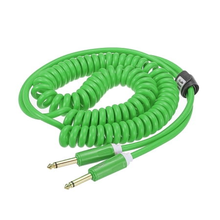 Uxcell Guitar Instrument Cable 16.4Feet 1/4 Inch to 1/4 Inch TRS Straight to Straight Angle Bass Curly Cable Cord Green