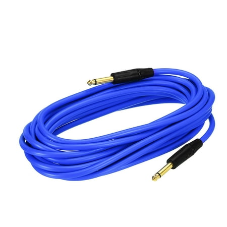 Uxcell Guitar Instrument Cable 19.69 Feet 1/4" to 1/4" TRS Straight to Straight Angle Bass Cable Cord Blue