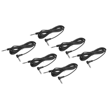 Uxcell Guitar Instrument Cable 9.84 Feet 1/4" to 1/4" TRS Straight to Right Angle Electric Bass Cable Cord Black 6Pack