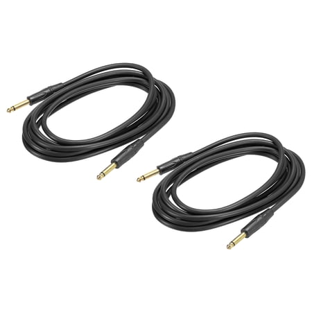 Uxcell Guitar Instrument Cable 9.84 Feet 1/4" to 1/4" TRS Straight to Straight Angle Bass Cable Cord Black 2 Pack