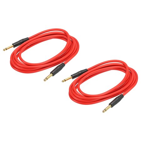 Uxcell Guitar Instrument Cable 9.84 Feet 1/4" to 1/4" TRS Straight to Straight Angle  Bass Cable Cord Red 2 Pack
