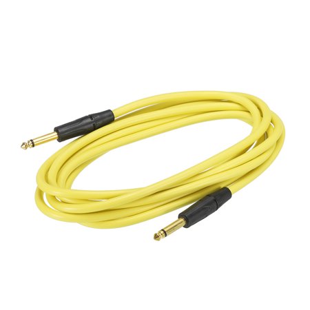 Uxcell Guitar Instrument Cable 9.84 Feet 1/4" to 1/4" TRS Straight to Straight Angle Bass Cable Cord Yellow