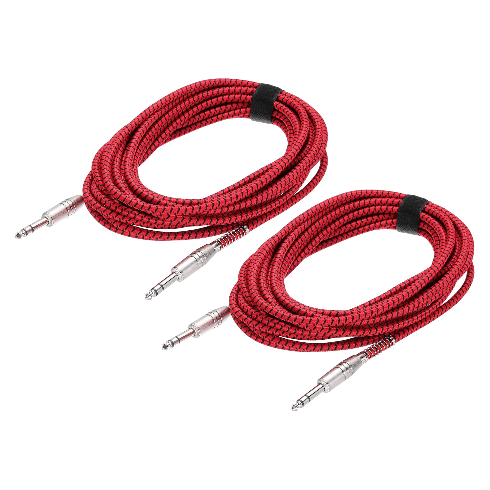 Uxcell Guitar Instrument Cable Straight to Straight Black Red 25 Feet ...