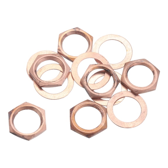 Uxcell Guitar Nuts and Washers 3/8" Guitar Input Output Jack Socket Nuts Copper for Guitar Bass 6 Set