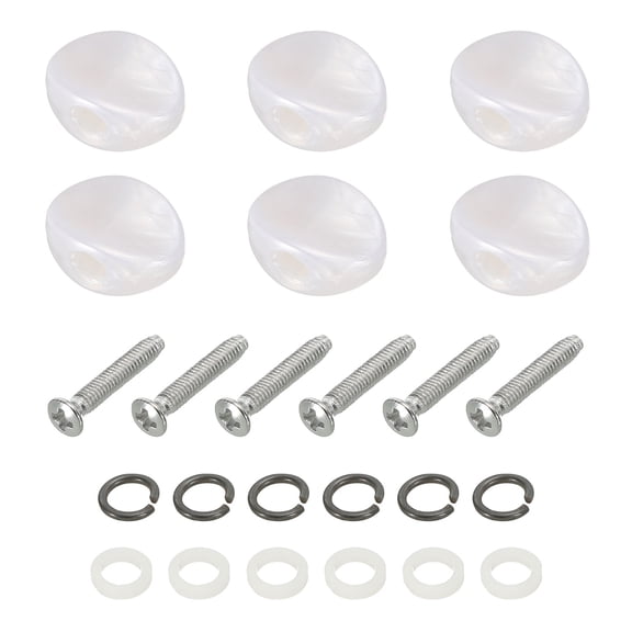 Uxcell Guitar Tuning Peg Button Machine Head Oval and Concave Acrylic Buttons White with 6 Screws 12 Ferrules