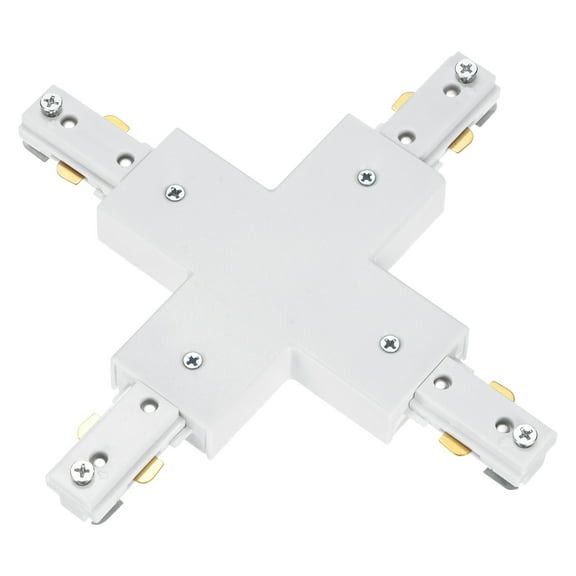 Uxcell H Track X Connector, Single Circuit H Type 3-Wire-1 Rail 110-220V for Track Lighting System[White]