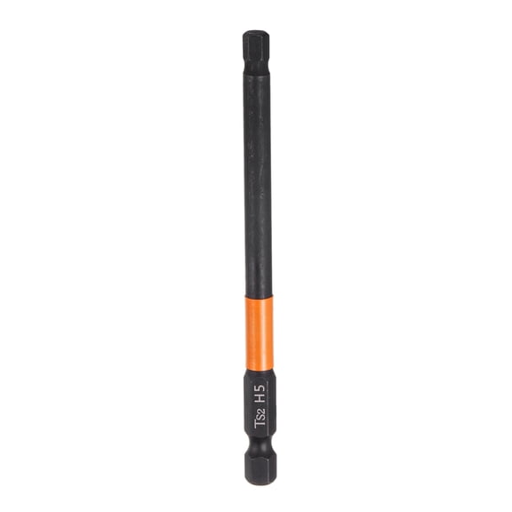 Uxcell H5 Hex Head Drill Bit Wrench 5mm Metric Flat Tip 1/4" Hex Shank 100mm (4") Long Magnetic Black Phosphate Hexagonal Screw Driver Socket Industrial Screwdriver Power Bits