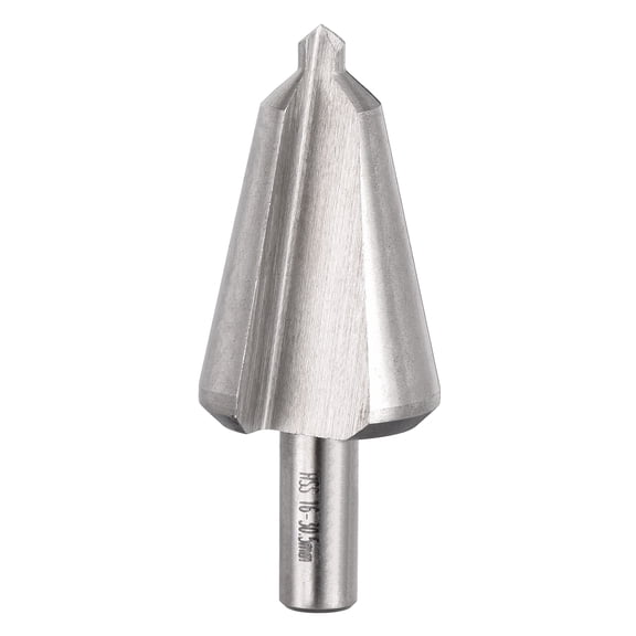 Uxcell HSS Taper Drill Bit 16-30mm Umbrella Chamfer Cutter 10mm Round Shank, Continuous Taper Cone Cutting, Thin Sheet Piercing, Variable Reaming
