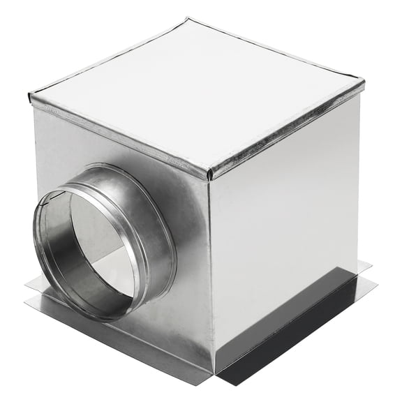 Uxcell HVAC 90 Degree Ceiling Register Box, 10" x 10" x 6" Galvanized Steel Ductwork Box Vent Connector for Air Conditioner Fan Outlet Diffuser HVAC, Fits 6" Round Duct, Silver Tone