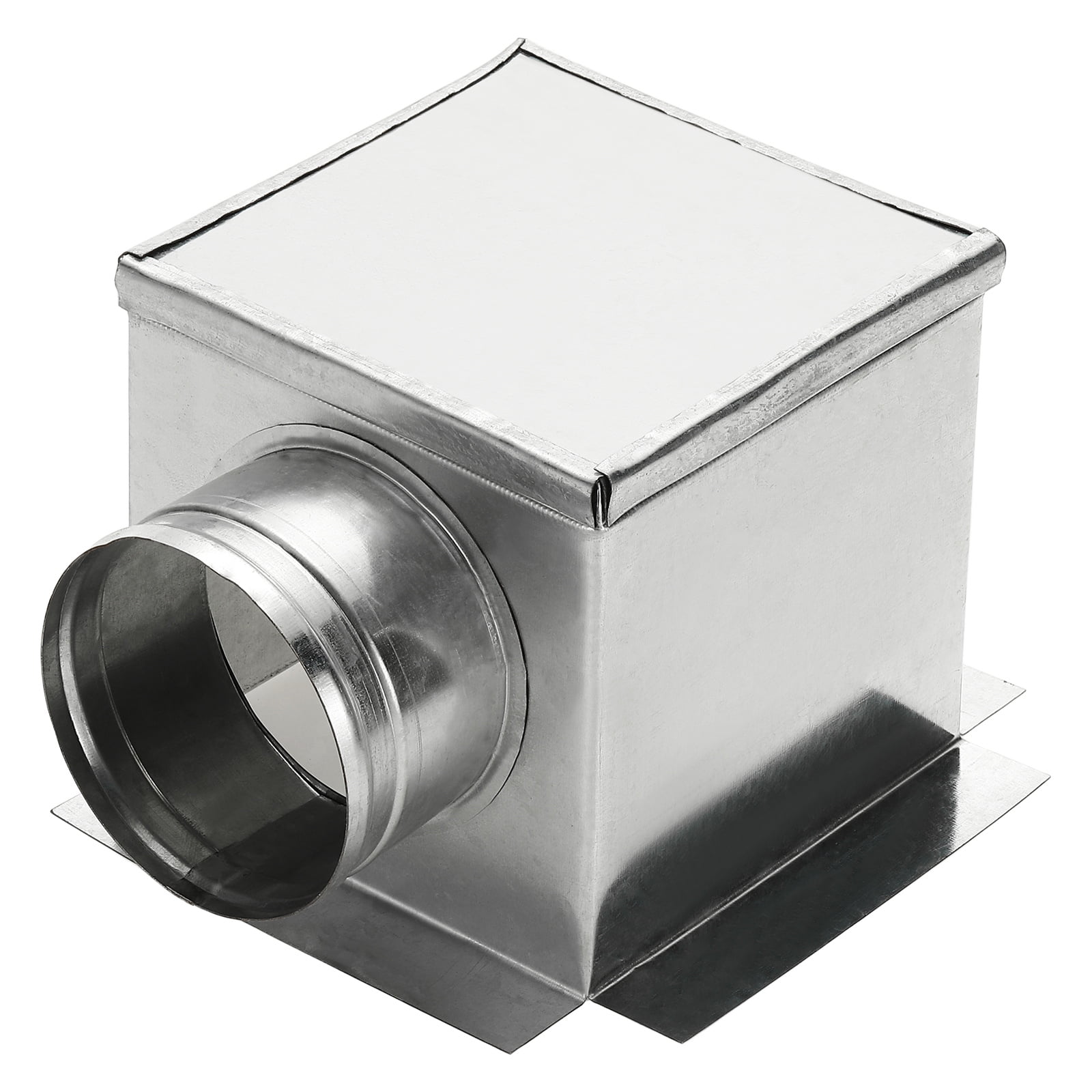 Uxcell HVAC 90 Degree Ceiling Register Box, 6" x 6" x 4" Galvanized Steel Ductwork Box Vent Connector for Air Conditioner Fan Outlet Diffuser HVAC, Fits 4" Round Duct, Silver Tone