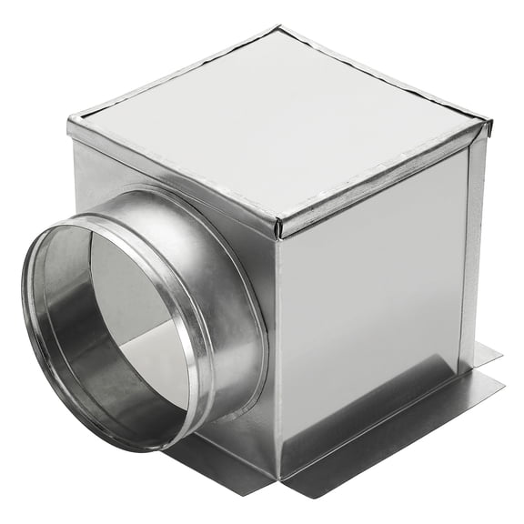 Uxcell HVAC 90 Degree Ceiling Register Box, 7" x 7" x 6" Galvanized Steel Ductwork Box Vent Connector for Air Conditioner Fan Outlet Diffuser HVAC, Fits 6" Round Duct, Silver Tone