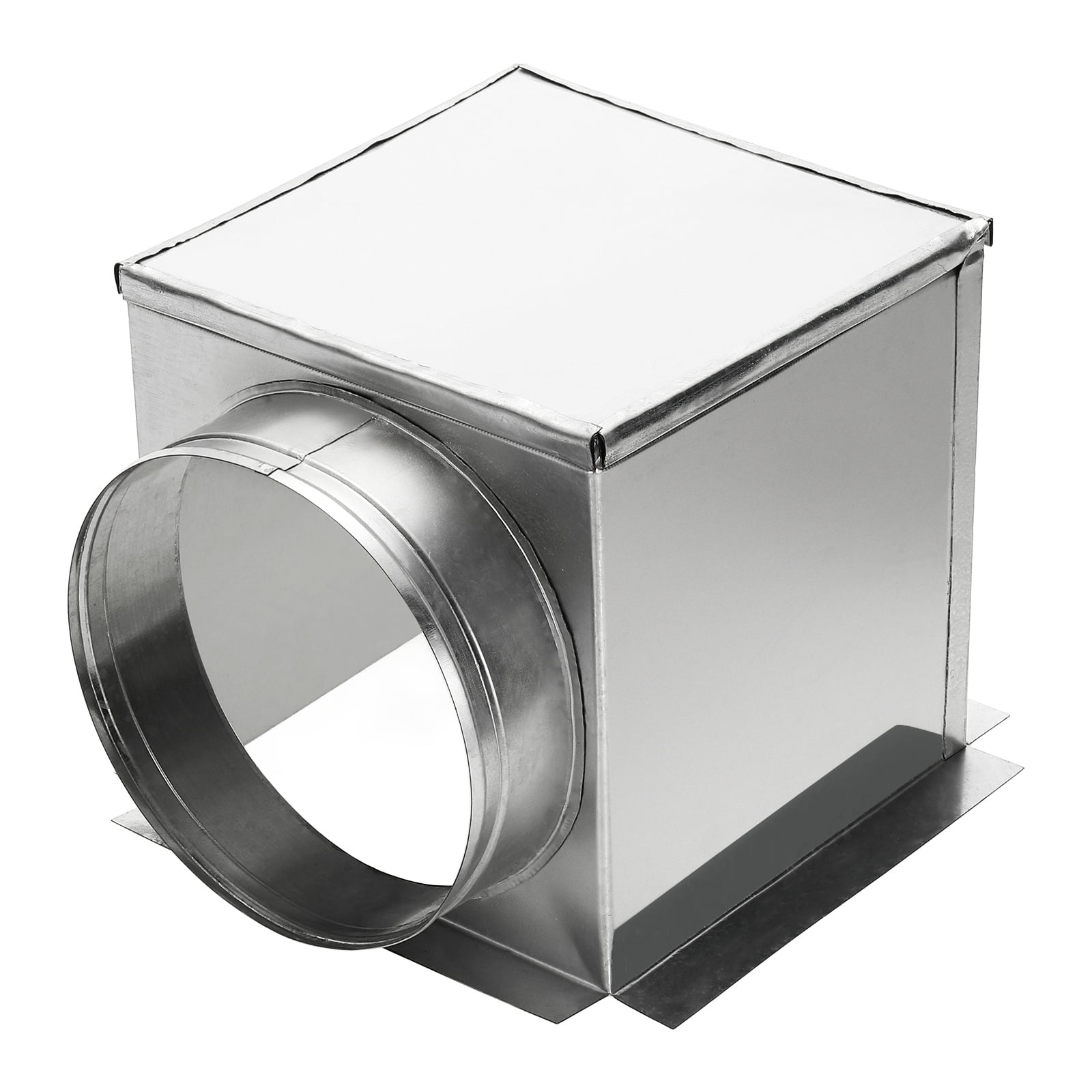 Uxcell HVAC 90 Degree Ceiling Register Box, 9" x 9" x 8" Galvanized Steel Ductwork Box Vent Connector for Air Conditioner Fan Outlet Diffuser HVAC, Fits 8" Round Duct, Silver Tone